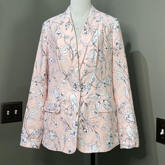 Roz & Ali Allover Floral Single Button Blazer Jacket - Picture 12 of 12